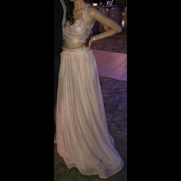 Baby pink 2 piece grad dress/lengha/formal wear sz S - Picture 3 of 5